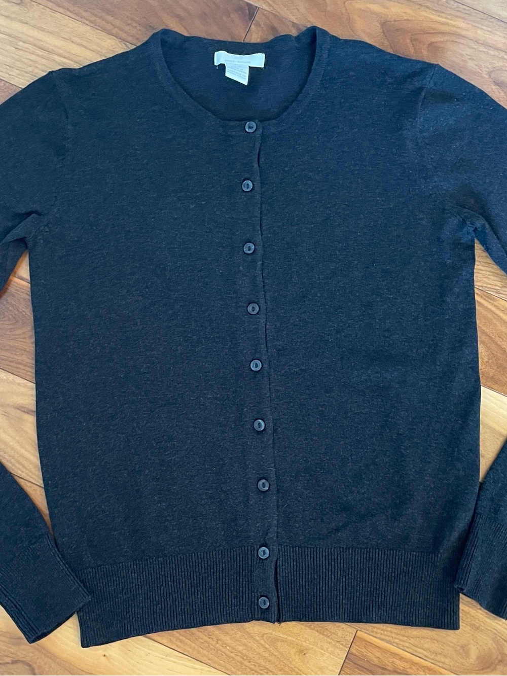 H&M Black Women's Button-Front Crewneck Cardigan